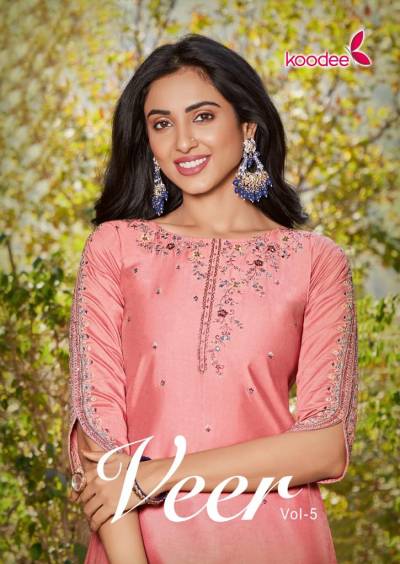 Veer Vol 5 By Koodee Simple Straight Cut Embroidered Kurti Collection